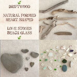 Nature Scapes Driftwood Heart Lovestones Sea Glass Natural Elements Home Decor